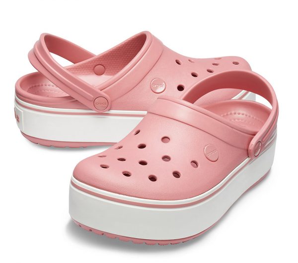 Крокс Сабо Платформа Crocs platform Пудра розовая белая подошва